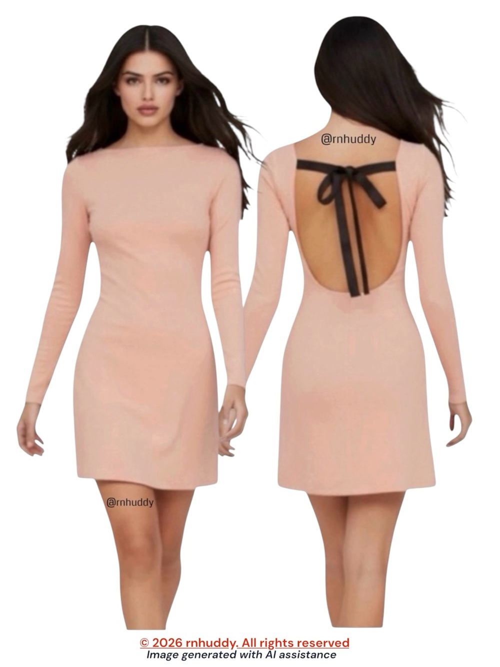 Reformation S blush Avant long sleeve mini dress